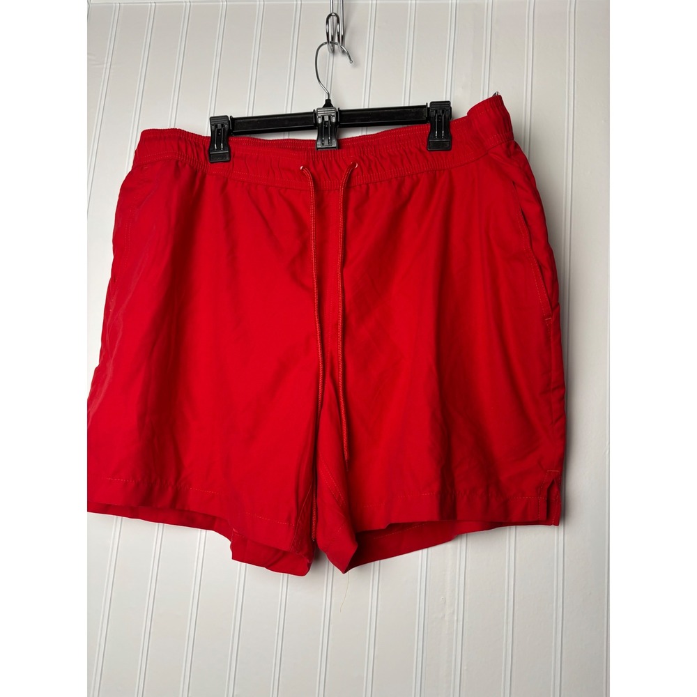 George Mens Basic Swim Shorts Brilliant Red Above The Knee Trunks 2XL 44-46